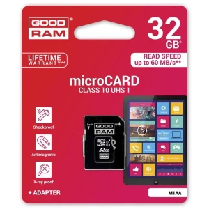 Goodram Karta pamięci Micro Secure Digital Card, 32GB, micro SDHC, M1AA-0320R12, UHS-I U1 (Class 10), z adapterm