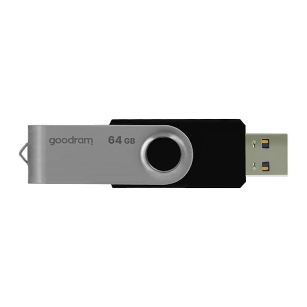 Goodram USB flash disk, USB 2.0, 64GB, UTS2, czarny, UTS2-0640K0R11, USB A, z obrotową osłoną