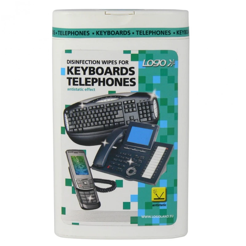 Środki czyszczące chusteczki jednorazowe, na klawiaturę i telefon, pudełko, dezynfekcyjne, 50 szt., LOGO
