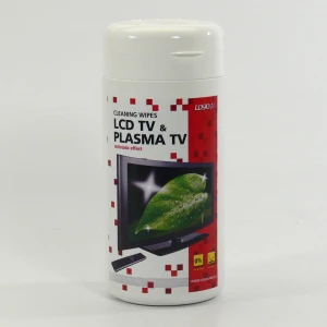 Środki czyszczące chusteczki jednorazowe, na LCD, plazma TV, pudełko, 100szt., Logo