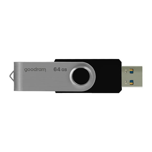Goodram USB flash disk, USB 3.0 (3.2 Gen 1), 64GB, UTS3, czarny, UTS3-0640K0R11, USB A, z obrotową osłoną