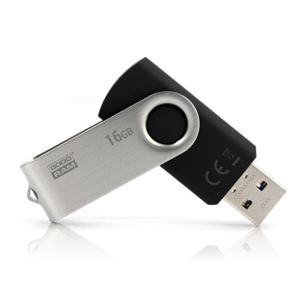 Goodram USB flash disk, USB 3.0 (3.2 Gen 1), 16GB, UTS3, czarny, UTS3-0160K0R11, USB A, z obrotową osłoną