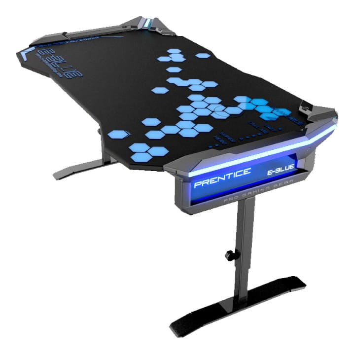 E-Blue Biurko dla gracza EGT004BK, 135x78,5cm, 72-91,2cm, podświetlenie RGB, regulacja wysokości, z podkładką pod mysz