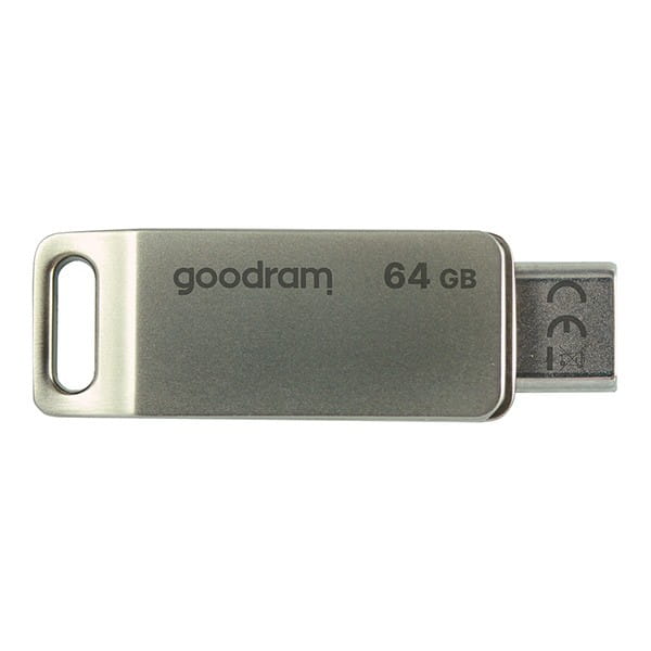 Goodram USB flash disk, USB 3.0 (3.2 Gen 1), 64GB, ODA3, srebrny, ODA3-0640S0R11, USB A / USB C, z obrotową osłoną