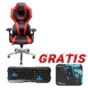 Dla gracza fotel E-blue AUROZA, czerwona, podświetlona, + zestaw gamingowy Polygon