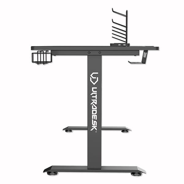 ULTRADESK Biurko dla gracza MOMENTUM - Black, 152,5x70 cm, 75,5 cm, z podkładką pod mysz XXL, uchwyt do słuchawek, na napój, telef