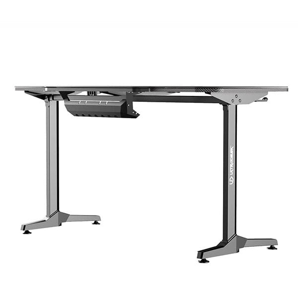 ULTRADESK Biurko dla gracza FRAG - BLACK, 140x66 cm, 76 cm, z XXL podkładką pod mysz, uchwyt na słuchawki i napój