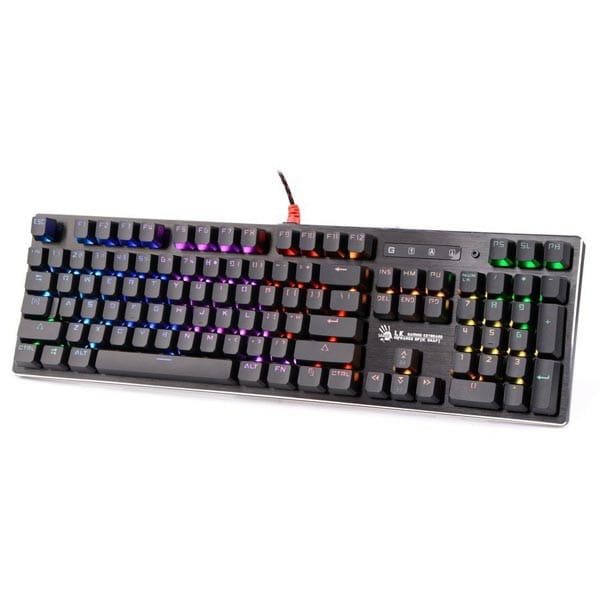 A4Tech B820R, klawiatura CZ, do gry, podświetlona typ przewodowa (USB), czarna, mechaniczna