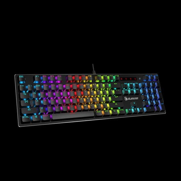 A4Tech B820R, klawiatura CZ, do gry, podświetlona typ przewodowa (USB), czarna, mechaniczna