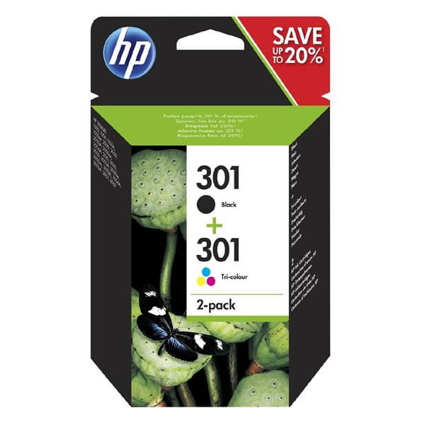 HP oryginalny ink / tusz N9J72AE, black/color, 190/165s, HP 301, HP 2-pack Deskjet 1510, 3055A, Officejet 2622