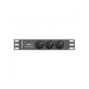 Listwa zasilająca Lanberg do szaf 10" 1U 10A PDU 3x PL 2m czarna