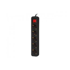 Listwa przedłużacz Lanberg 1,5m czarna 5x 230V Schuko z wyłącznikiem, kabel wykonany z pełnej miedzi