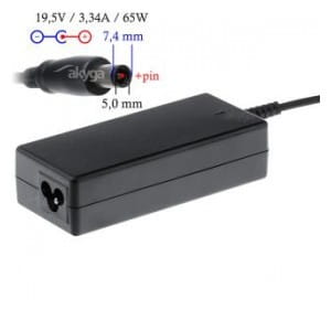 Zasilacz sieciowy Akyga AK-ND-05 do notebooka 19,5V/3,34A 65W 7.4x5.0mm + pin