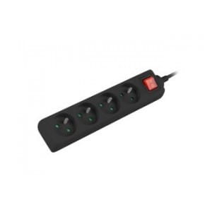 Listwa przedłużacz Lanberg 1,5m czarna 4x 230V PL, z wyłącznikiem, kabel wykonany z pełnej miedzi
