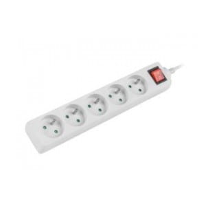 Listwa przedłużacz Lanberg 1,5m biała 5x 230V PL, z wyłącznikiem, kabel wykonany z pełnej miedzi
