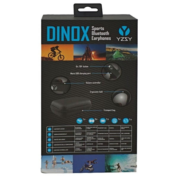 YZSY DINOX Sports &amp; Outdoor, słuchawki z mikrofonem, regulacja głośności, czarna, bluetooth