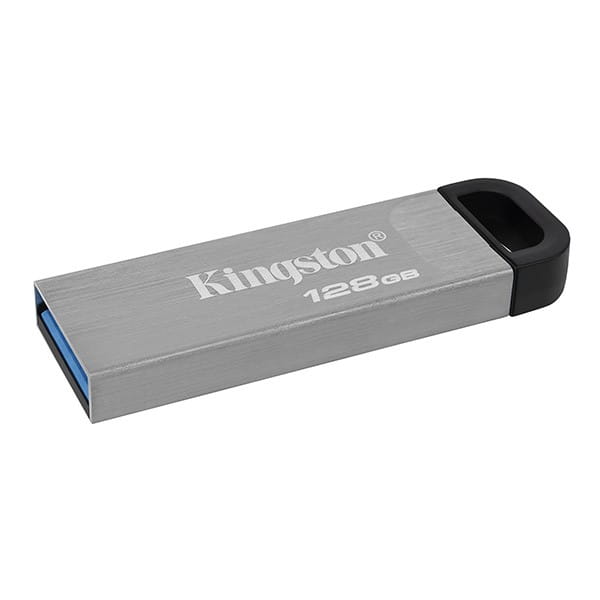 Kingston USB flash disk, USB 3.0 (3.2 Gen 1), 128GB, DataTraveler(R) Kyson, srebrny, DTKN/128GB, z oczkiem na brelok