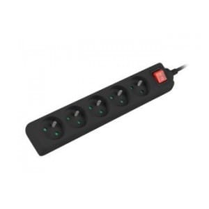 Listwa przedłużacz Lanberg 1,5m czarna 5x 230V PL, z wyłącznikiem, kabel wykonany z pełnej miedzi