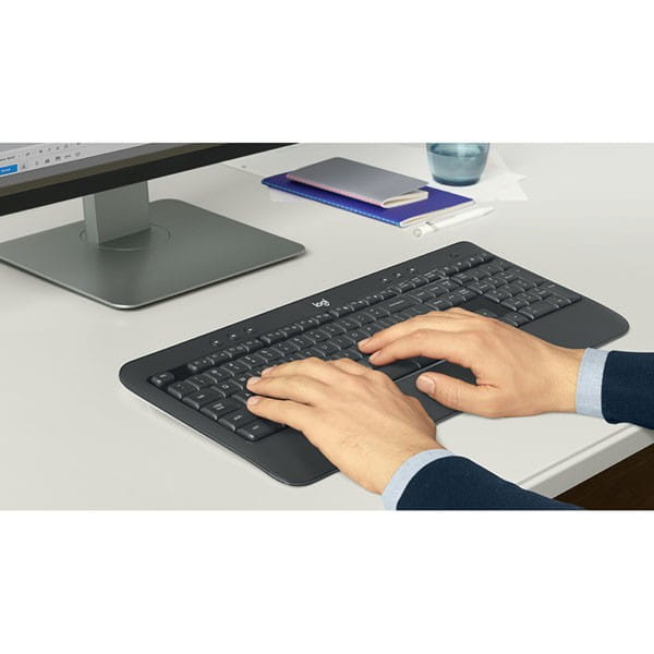 Logitech MK540, Zestaw klawiatur z myszą optyczną bezprzewodową, AA, US, multimedialny, odbiornik nano z technologią Logitech Unif
