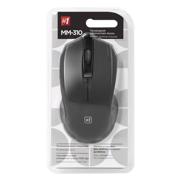 Defender Mysz MM-310, 1000DPI, optyczna, 3kl., 1 scroll, przewodowa USB, czarna, biurowy