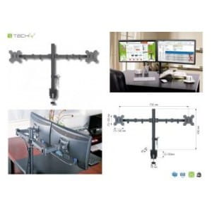 Uchwyt biurkowy Techly 13"-27", 2x10kg na 2 monitory, obrotowy