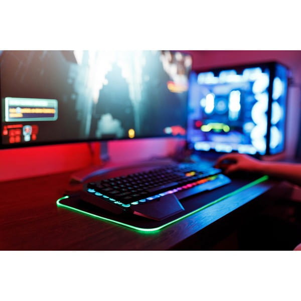 Podkładka pod mysz, Silent Flight RGB, do gry, czarna, 680 x 280 x 3 mm, 3 mm, Surefire
