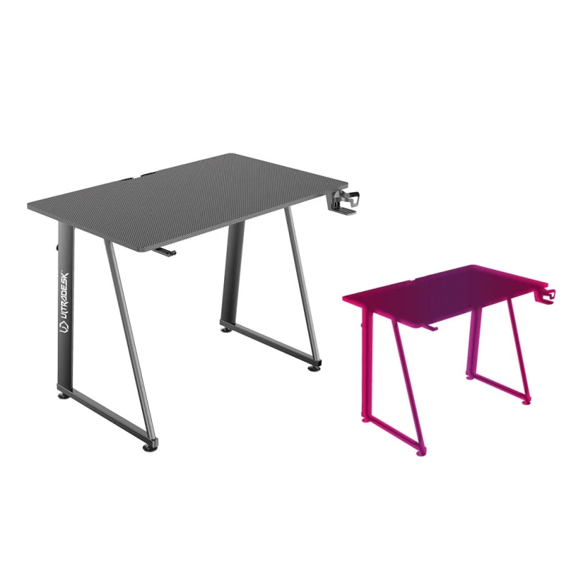 ULTRADESK Biurko dla gracza ENTER V2, 100x60 cm, 75cm, z uchwytem na słuchawki, kompaktowy rozmiar