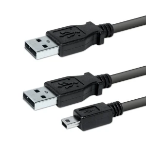 Logo USB kabel (2.0), 2x USB A (M) - miniUSB (M), 0.6m, czarny, blistr, EOL
