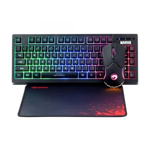 Marvo CM310 EN, RGB zestaw klawiatura + mysz i podkładka dla graczy, US, do gry, membranowa rodzaj przewodowa (USB), czarna, podśw