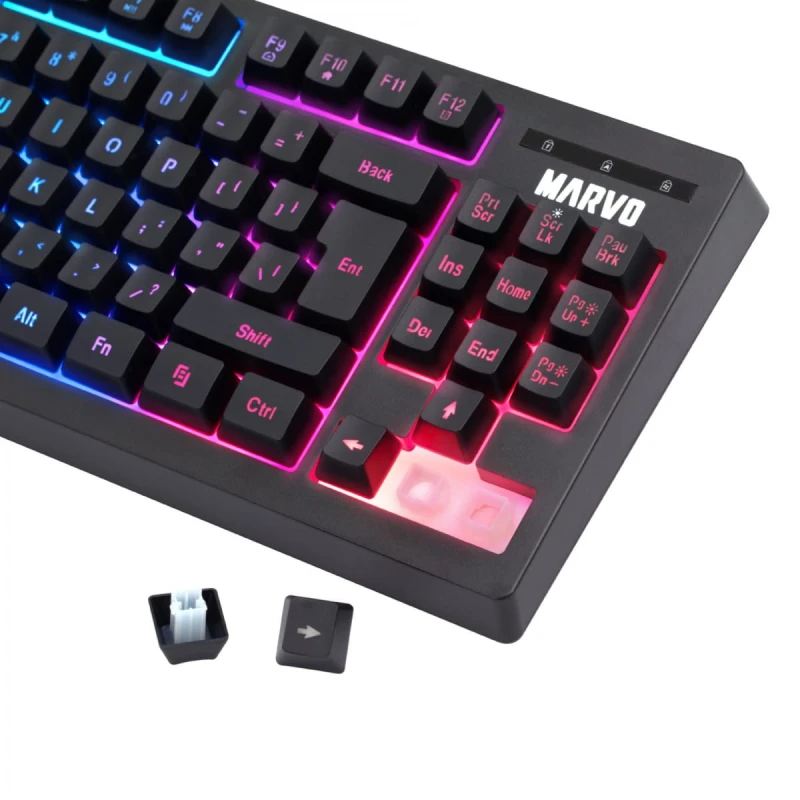 Marvo CM310 EN, RGB zestaw klawiatura + mysz i podkładka dla graczy, US, do gry, membranowa typ przewodowa (USB), czarna, podświet