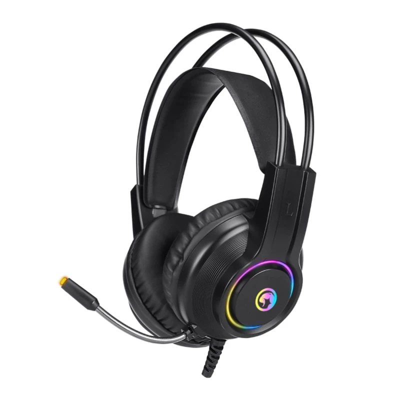 Marvo HG8935, słuchawki z mikrofonem, regulacja głośności, czarna, podświetlona, 3.5 mm jack + USB