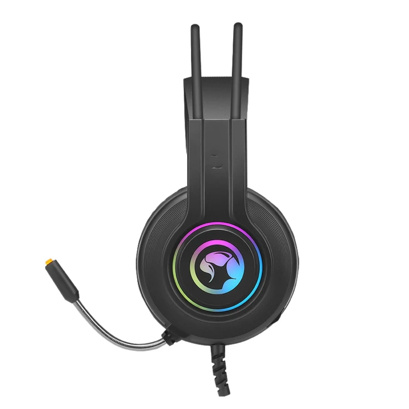 Marvo HG8935, słuchawki z mikrofonem, regulacja głośności, czarna, podświetlona, 3.5 mm jack + USB