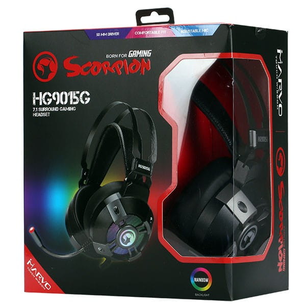 Marvo HG9015G, słuchawki z mikrofonem, regulacja głośności, czarna, USB