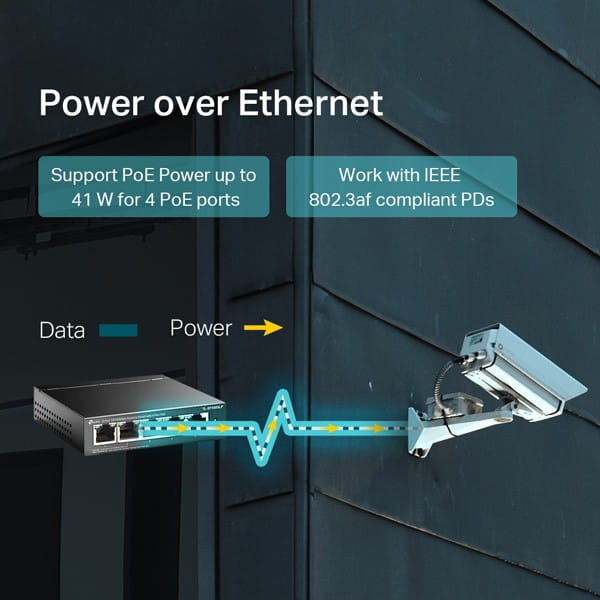 TP-LINK switch TL-SG1005LP PoE(4- porty), 100Mbps, auto MDI/MDIX