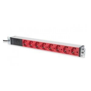 Listwa zasilająca DIGITUS PDU 19" RACK 8xSchuko kabel 2m 1xC14 16A wł./wył. zabezpieczenie aluminiowa