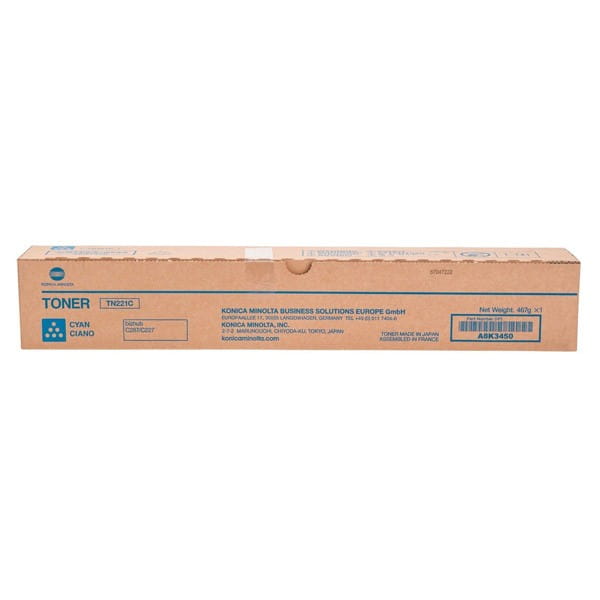 Konica Minolta oryginalny toner TN221C, cyan, 10500s, A8K345H, Konica Minolta Bizhub C227, C287, O