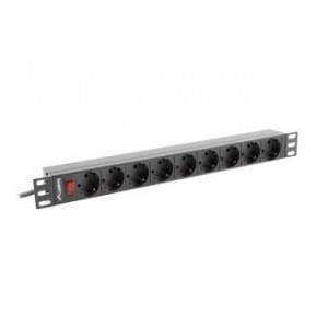 Listwa zasilająca Lanberg do RACK 1U 16A PDU 9x Schuko 3m czarna