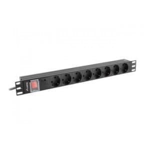 Listwa zasilająca Lanberg do RACK 1U 16A PDU 8x Schuko 2m czarna