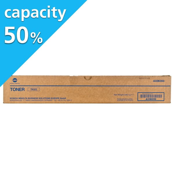 Konica Minolta oryginalny toner A33K05H, black, 14400s, TN-322, Połowa pojemności, Konica Minolta Bizhub 224e, 284e, 364e, O