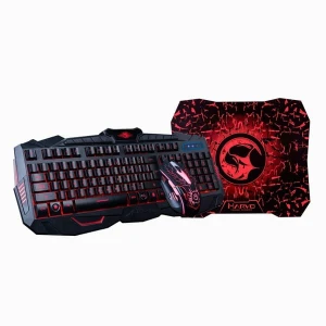 Marvo KM400, zestaw klawiatura + mysz i podkładka dla graczy, CZ/SK, do gry, membranowa rodzaj przewodowa (USB), czarna, podświetl