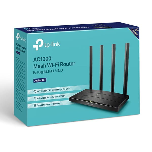 TP-LINK router Archer C6 V3 2.4GHz i 5GHz, extender/ wzmacniacz, access point, IPv6, 1200Mbps, zewnętrzna anténa, 802.11ac, Połącz