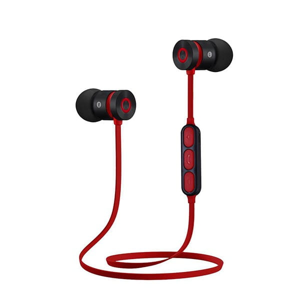 Powerton słuchawki bluetooth W2, s magnetickým uchycením, mikrofon, regulacja głośności, czarno-czerwona, sport typ bluetooth