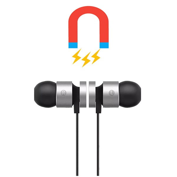 Powerton słuchawki bluetooth W2, s magnetickým uchycením, mikrofon, regulacja głośności, czarno-srebrna, sport typ bluetooth