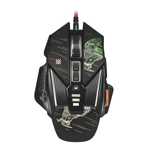 Defender Mysz sTarx GM-390L, 3200DPI, optyczna, 8kl., 1 scroll, przewodowa USB, czarna, gamingowa, edytor makr, ciężarki,, podświe