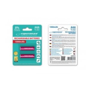 Akumulatorki AAA Esperanza 1000mAh 2szt. czerwone