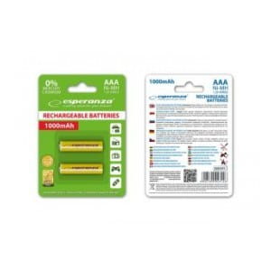 Akumulatorki AAA Esperanza 1000mAh 2szt. żółte