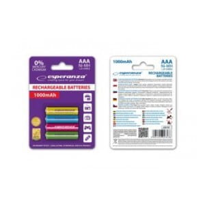 Akumulatorki AAA Esperanza 1000mAh 4szt. mix kolorów