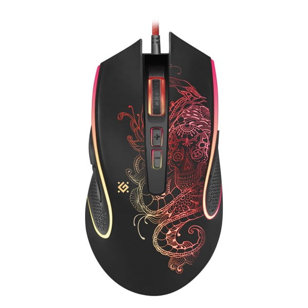 Defender Mysz Venom GM-640L, 3200DPI, optyczna, 8kl., 1 scroll, przewodowa USB, czarna, do gry, podświetlona