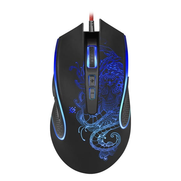 Defender Mysz Venom GM-640L, 3200DPI, optyczna, 8kl., 1 scroll, przewodowa USB, czarna, do gry, podświetlona