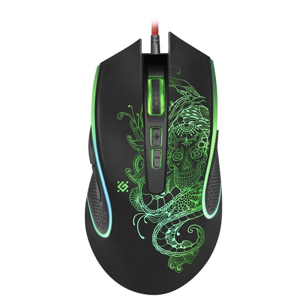 Defender Mysz Venom GM-640L, 3200DPI, optyczna, 8kl., 1 scroll, przewodowa USB, czarna, do gry, podświetlona